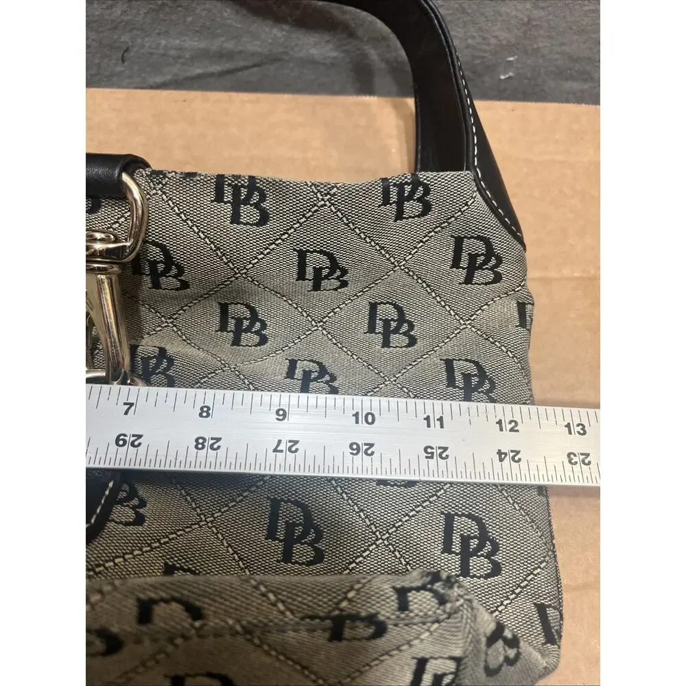 Vintage Dooney & Bourke Brown Canvas Leather Logo Latch Sac Hobo Shoulder Bag - Picture 11 of 12